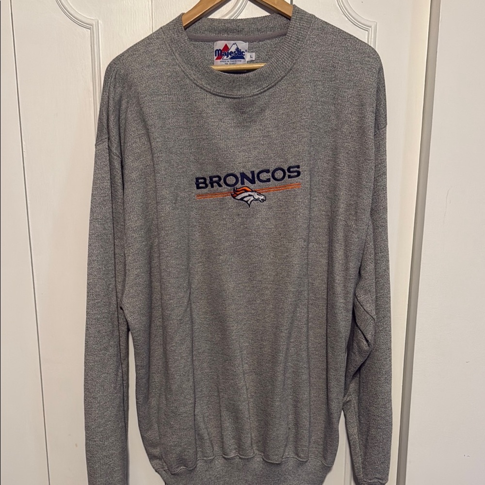 Denver Broncos majestic vintage Gray Sweater retro large